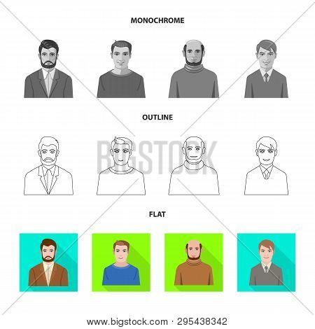 Vector Illustration Of Hairstyle And Profession  Logo. Set Of Hairstyle And Character  Vector Icon F