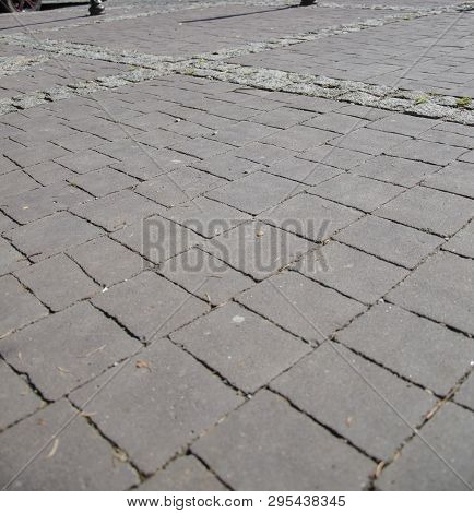 Ancient Pavement Leading Into The Distance With Vanishing Point As Ancient Background In Vintage Sty