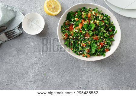 Bowl Of Summer Salad Tabouli Top View