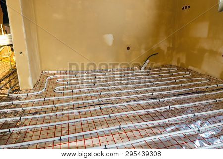 Close Up On Water Floor Heating System Interior