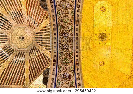 Marrakesh, Morocco - Jan 20: Moroccan Architecture Traditional Arabian Design - Rich Riyad Dar Si Sa