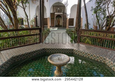 Marrakesh, Morocco - Jan 20: Moroccan Architecture Traditional Arabian Design - Rich Riyad Dar Si Sa