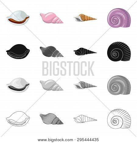 Vector Design Of Animal And Decoration Icon. Set Of Animal And Ocean Vector Icon For Stock.