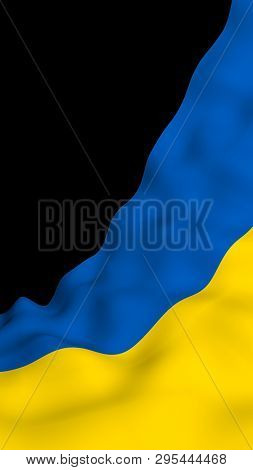 The Flag Of Ukraine On A Dark Background. National Flag And State Ensign. Blue And Yellow Bicolour. 