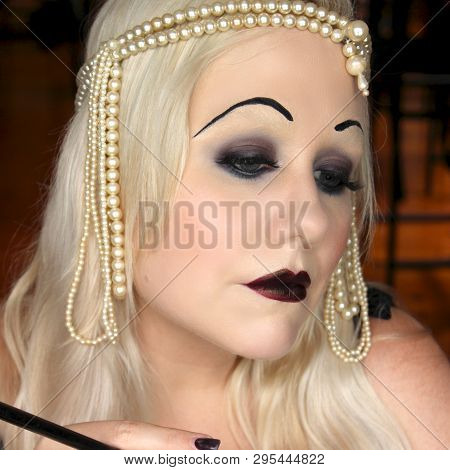 1920s Style Makeup And Fashion On Woman