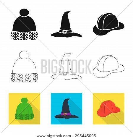 Vector Design Of Clothing And Cap Sign. Set Of Clothing And Beret Vector Icon For Stock.