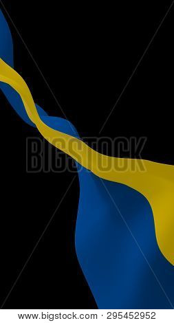 The Flag Of Ukraine On A Dark Background. National Flag And State Ensign. Blue And Yellow Bicolour. 