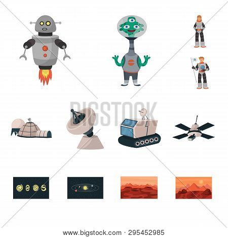 Vector Design Of Space  And Galaxy  Symbol. Set Of Space  And Travels  Stock Vector Illustration.
