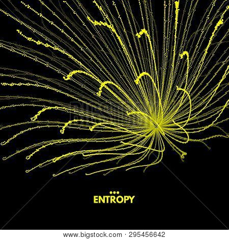 Abstract Science Or Technology Background. Array With Dynamic Particles. Vector Illustration.