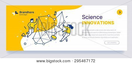 Vector Business Template With Illustration Of People With Abstract Graphic Net, Element. Science Inn