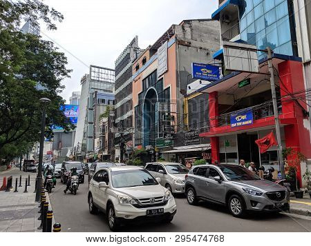 Jakarta, Indonesia  - April 7, 2019: Traffic On Jalan Blora (blora Street).
