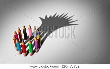 Diversity Business Leaders Concept And Planning Leadership Idea As A Group Of Pencils Casting A Shad