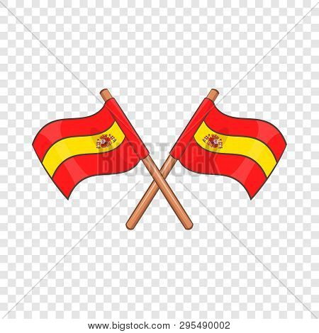 Spain Crossed Flag Icon In Cartoon Style Isolated On Background For Any Web Design
