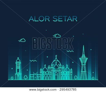 Alor Setar Skyline Kedah Malaysia Vector Linear