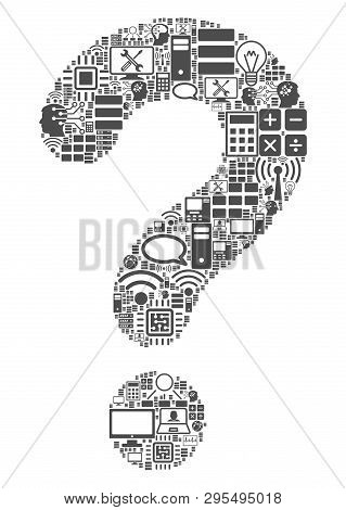 Question Composition Icon Created For Bigdata And Computing Purposes. Vector Question Mosaics Are Co