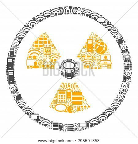 Radioactive Composition Icon Designed For Bigdata And Computing Purposes. Vector Radioactive Mosaics