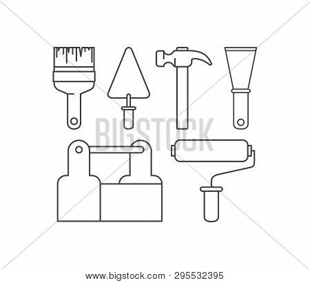 Construction Tools Set Items Vector Illustration Design