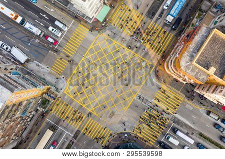 Sham Shui Po, Hong Kong 19 March 2019: Road intersection of Hong Kong city