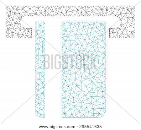 Mesh Atm Terminal Polygonal 2d Illustration. Abstract Mesh Lines And Dots Form Triangular Atm Termin