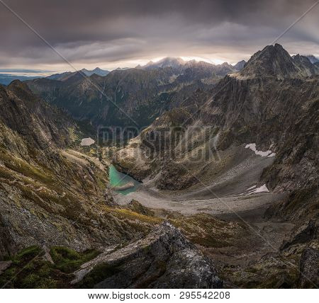 Mountains Landscape With Inversion At Sunset As Seen From Sedlo Vaha In High Tatras, Slovakia