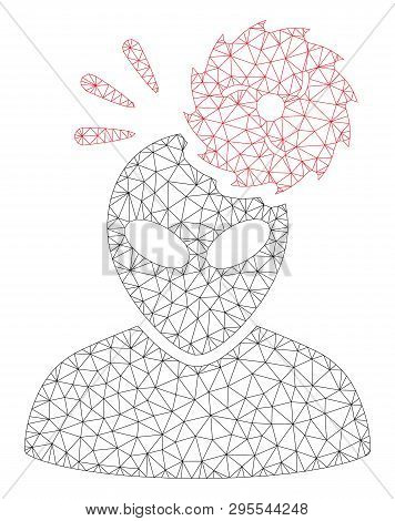 Mesh Alien Exploration Polygonal 2d Illustration. Abstract Mesh Lines And Dots Form Triangular Alien