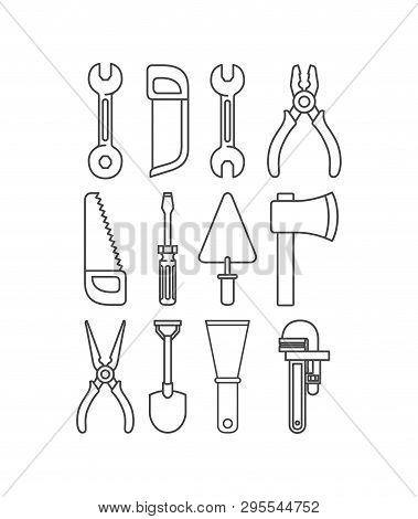 Construction Tools Set Items Vector Illustration Design