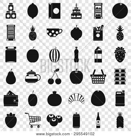 Food And Drink Icons Set. Simple Style Of 36 Food And Drink Icons For Web For Any Design