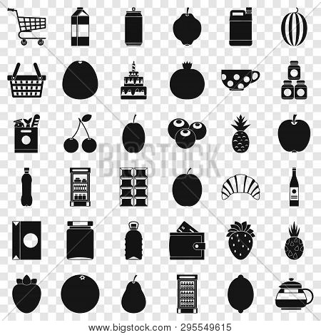 Different Drinks Icons Set. Simple Style Of 36 Different Drinks Icons For Web For Any Design