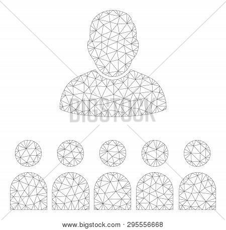 Mesh Auditory Students Polygonal 2d Illustration. Abstract Mesh Lines And Dots Form Triangular Audit