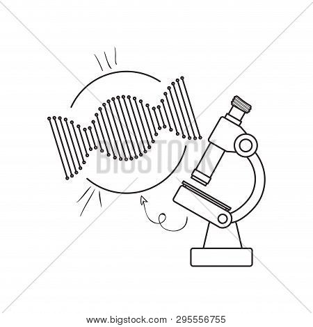 Dna Chain With Microscope Vector Illustration Design