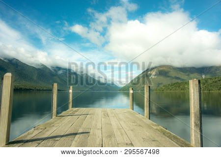 Old Wooden Jetty At Kerr Bat, Lake Rotoiti, Nelson Lakes District