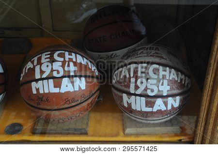 May 29, 2016, Milan, In, A Pair Of Two Basketballs State Champions 1954 Milan For Milan High School 