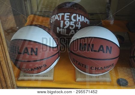 May 29, 2016, Milan, In, A Pair Of Two Basketballs State Champions 1954 Milan For Milan High School 
