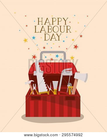 Labour Day Celebration With Tool Box Vector Illustration Design