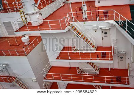 Outside Ladders On Accommodation Block Of Supertanker