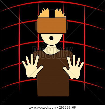 Guy With Vr Glasses. Vector Stock Illustration