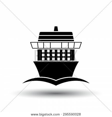 Cruise Liner Icon Front View. Black On White Background With Shadow. Vector Illustration.
