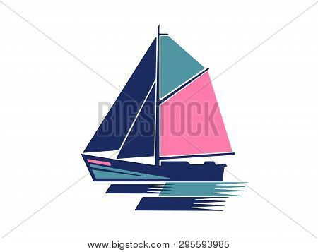 Sail Boat Waves Logo, Vector Icon Template Concept, Travel Nautical.