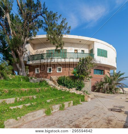 Alexandria, Egypt - April 29 2018: External Shot Of An Old House By The Mediterranean Sea At Montaza
