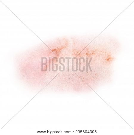 Pink Orange Watercolor Paint Stain Background. Watercolor Smear Isolated On White Background. Abstra