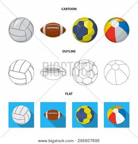 Vector Design Of Sport And Ball Sign. Set Of Sport And Athletic Stock Vector Illustration.