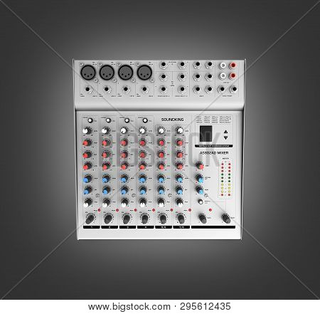 Hand Adjusting Audio Mixer Isolated On Black Gradient Background 3d Render