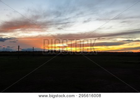 Dusk In The Bolivian Amazon.  Beni Region, Pampas De Yacuma, Bolivia.