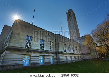 Editorial Swansea, Uk - April 12, 2019: The Guildhall Is One Of The Main Office Buildings Of The Cit
