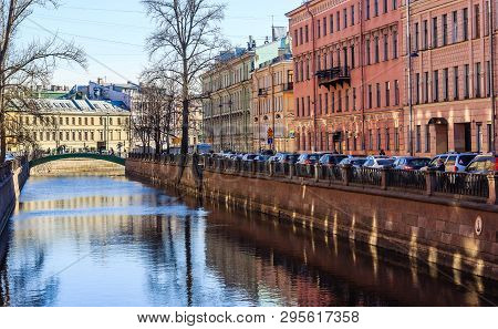 Griboyedov Canal. Embankment Of The Griboedov Canal. Russia, St. Petersburg, April 12, 2018