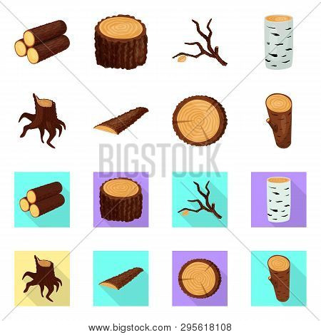 Vector Design Of Tree   And Raw  Icon. Collection Of Tree   And Construction Stock Vector Illustrati