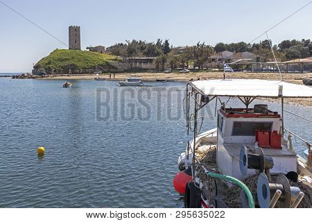 Nea Fokea, Kassandra,  Greece - March 31, 2019: Panorama Of Town Of Nea Fokea, Kassandra, Chalkidiki