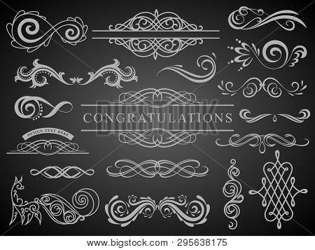 Set Of Vintage Decorations Elements.flourishes Calligraphic Ornaments And Frames With Place For Your