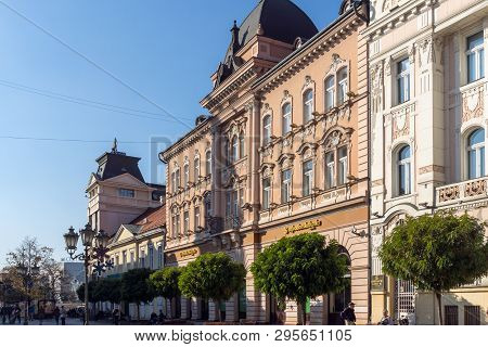 Novi Sad, Vojvodina, Serbia - November 11, 2018: Typical Buildings At The Center Of The City Of Novi