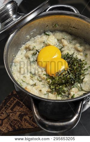 Acorda De Marisco Portuguese Traditional Seafood  Bread And Egg Rustic Stew Soup